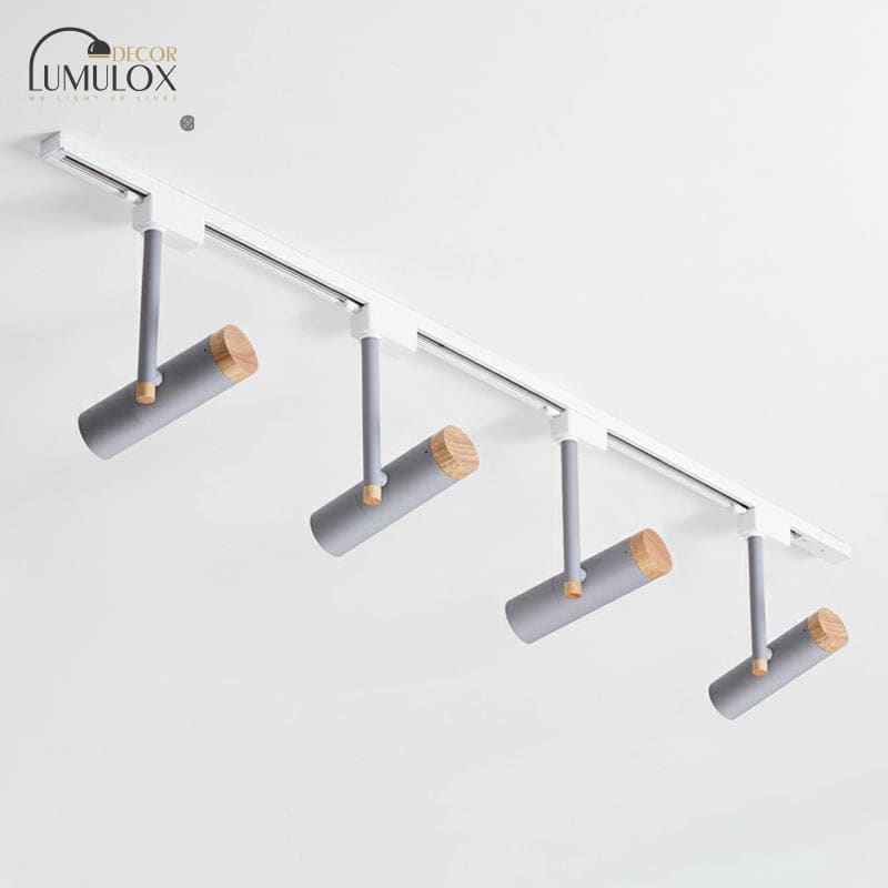 Nordic Tubular Metallic LED Spotlight with Wood Cap – Semi-Flush Mount Fixture
