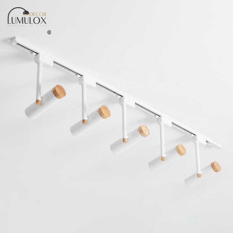 Nordic Tubular Metallic LED Spotlight with Wood Cap – Semi-Flush Mount Fixture