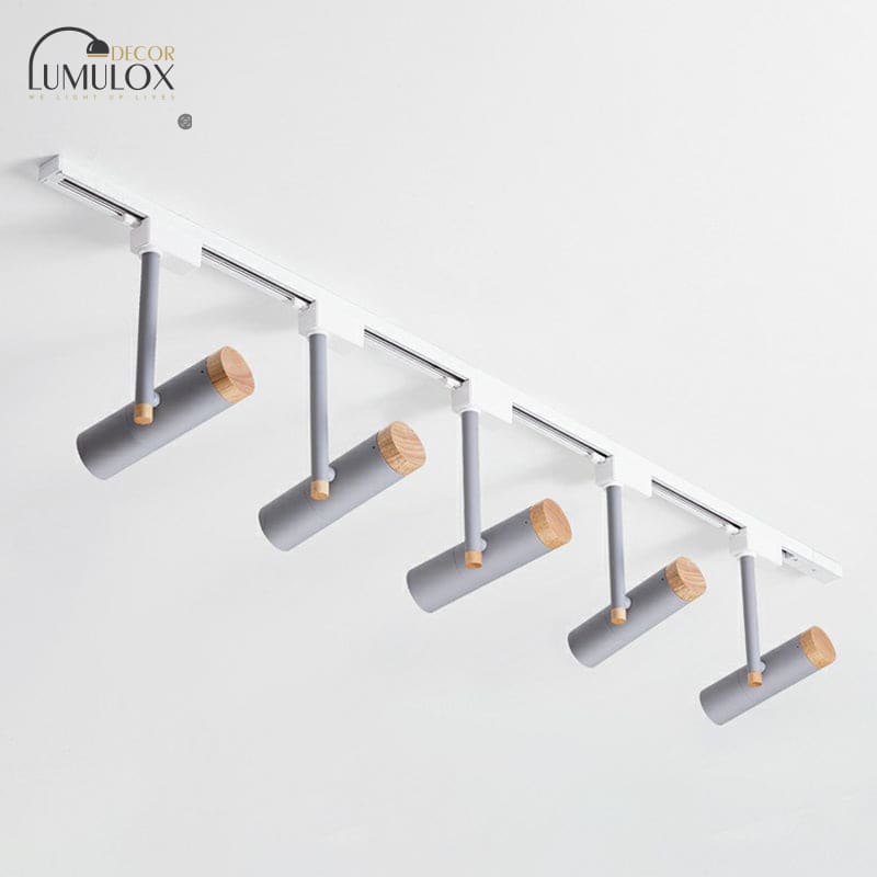 Nordic Tubular Metallic LED Spotlight with Wood Cap – Semi-Flush Mount Fixture