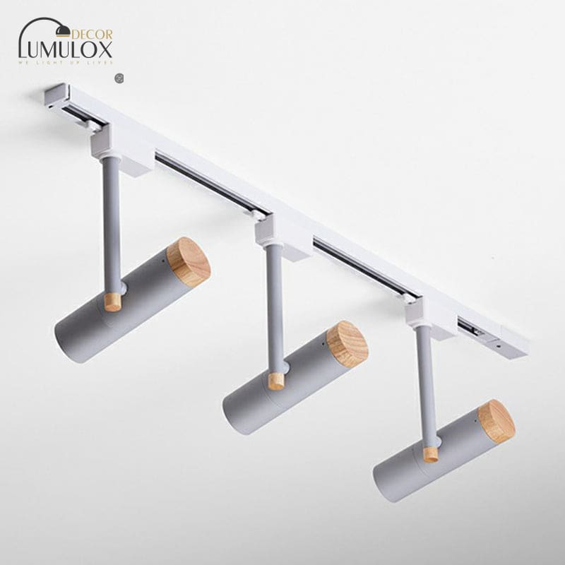 Nordic Tubular Metallic LED Spotlight with Wood Cap – Semi-Flush Mount Fixture