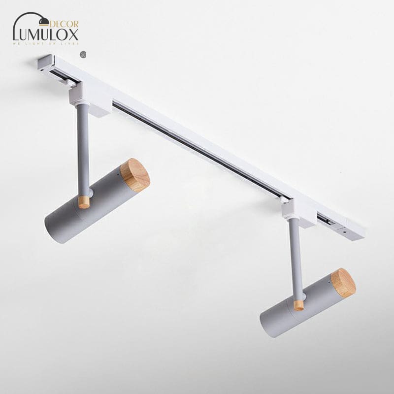 Nordic Tubular Metallic LED Spotlight with Wood Cap – Semi-Flush Mount Fixture