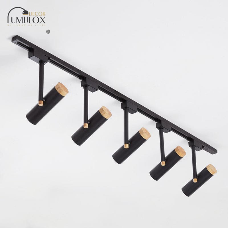 Nordic Tubular Metallic LED Spotlight with Wood Cap – Semi-Flush Mount Fixture