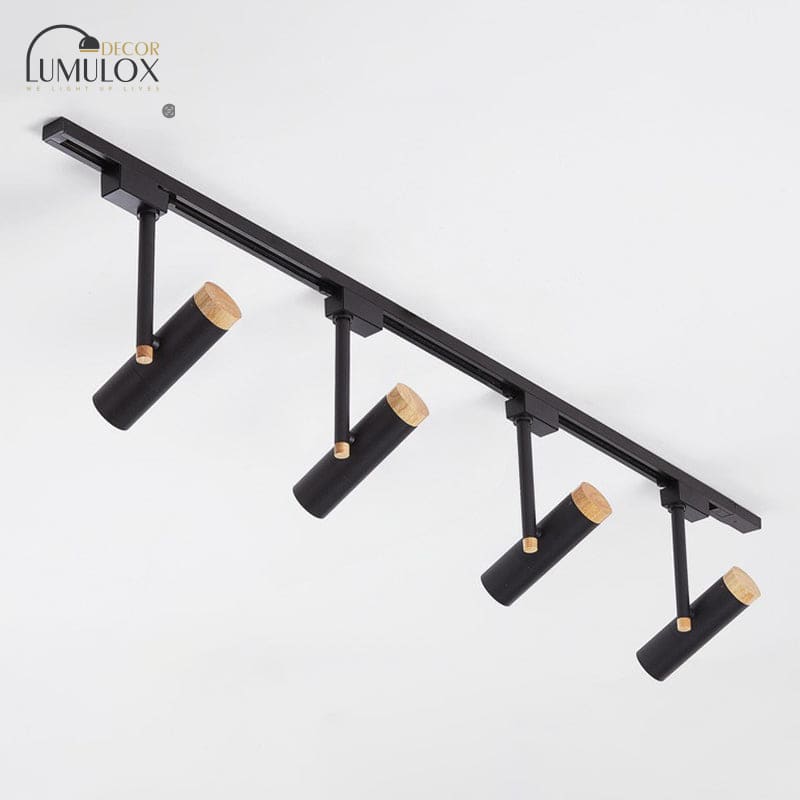 Nordic Tubular Metallic LED Spotlight with Wood Cap – Semi-Flush Mount Fixture