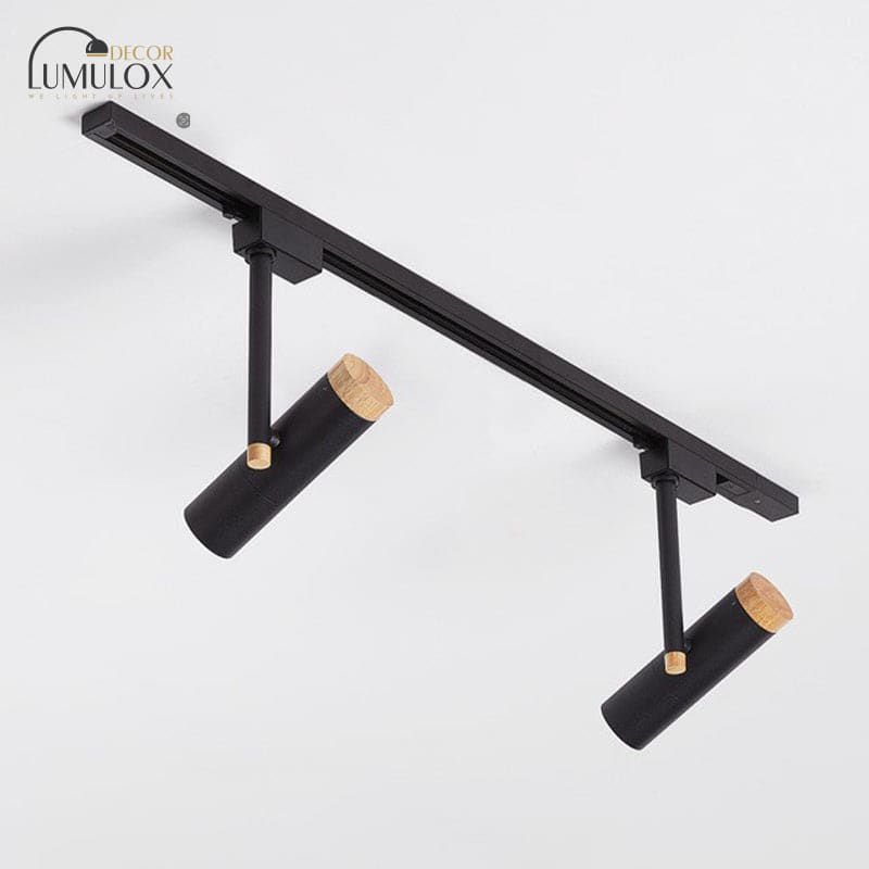 Nordic Tubular Metallic LED Spotlight with Wood Cap – Semi-Flush Mount Fixture