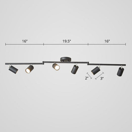Nordic Style Tubular Metal Flush Mount 6-Light Ceiling Spotlight for Living Room