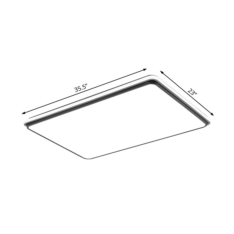 Modern LED Acrylic Flush Mount Ceiling Light - 16"/19.5"/35.5" Wide Black & White Square/Rectangle, White/Warm Light