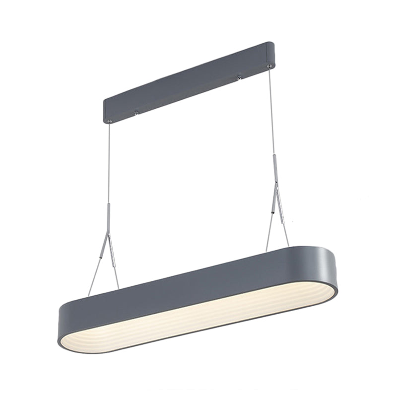 Modern Metal Rectangle LED Chandelier Lighting - 33.5"/47" Wide - White/Grey - Hanging Lamp Kit with Recessed Diffuser