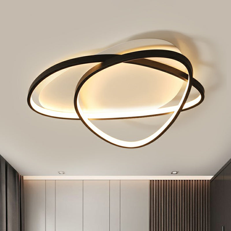 Black Metal LED Flush Ceiling Lamp with Simple Pebblestone Shape - Ideal for Hotel Lighting