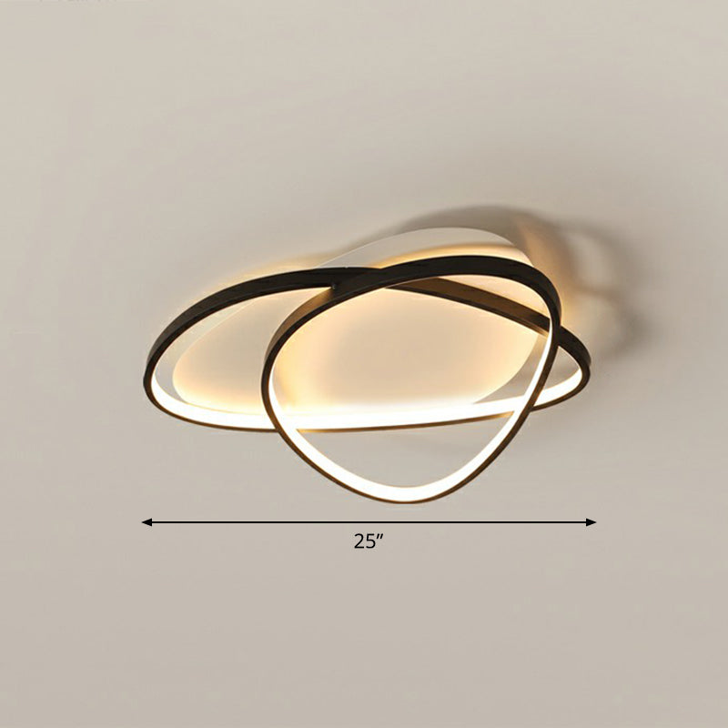 Black Metal LED Flush Ceiling Lamp with Simple Pebblestone Shape - Ideal for Hotel Lighting