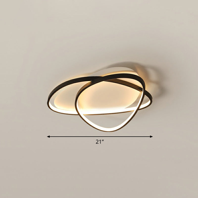 Black Metal LED Flush Ceiling Lamp with Simple Pebblestone Shape - Ideal for Hotel Lighting