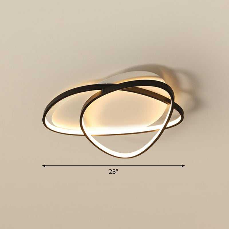 Black Metal LED Flush Ceiling Lamp with Simple Pebblestone Shape - Ideal for Hotel Lighting
