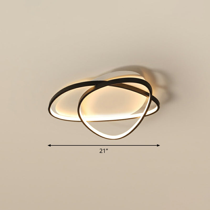 Black Metal LED Flush Ceiling Lamp with Simple Pebblestone Shape - Ideal for Hotel Lighting