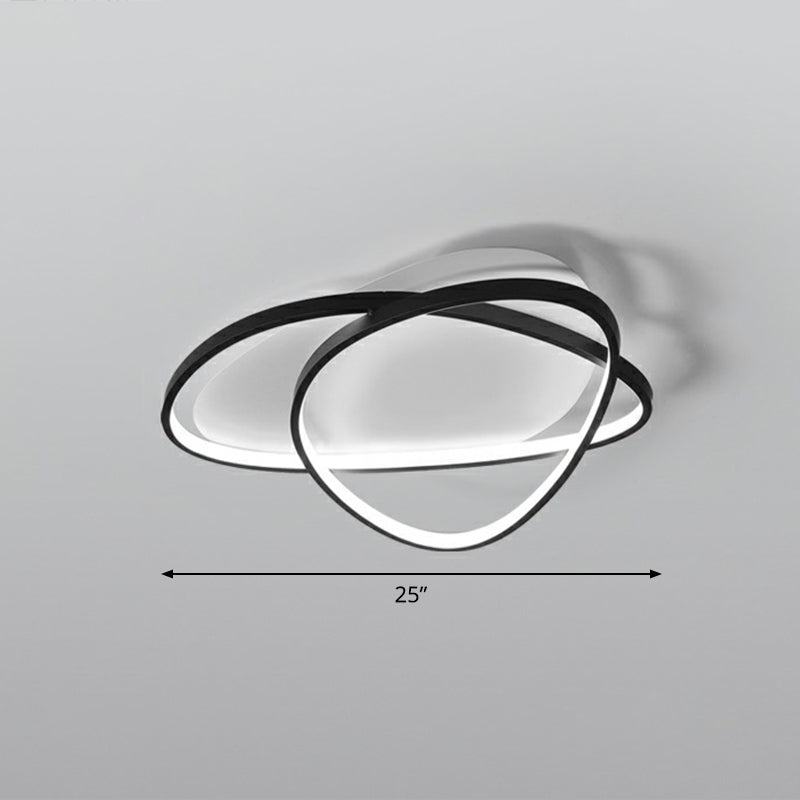 Black Metal LED Flush Ceiling Lamp with Simple Pebblestone Shape - Ideal for Hotel Lighting