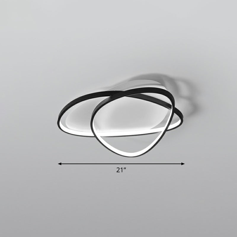 Black Metal LED Flush Ceiling Lamp with Simple Pebblestone Shape - Ideal for Hotel Lighting