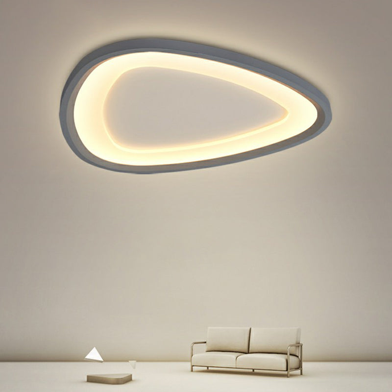Minimalistic Dark Grey Droplet LED Flushmount Ceiling Light for Bedrooms - Modern Metal Design