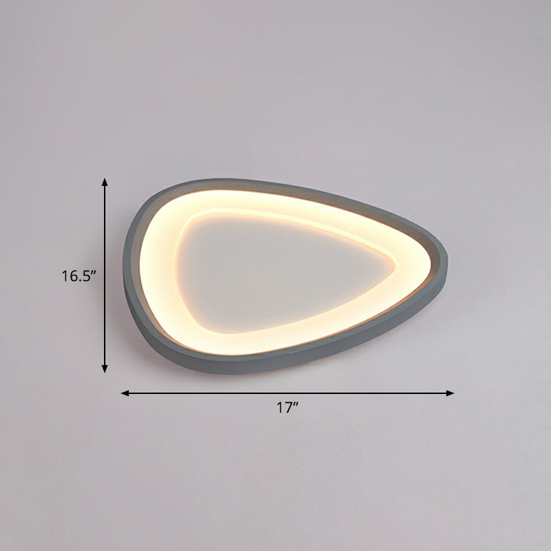 Minimalistic Dark Grey Droplet LED Flushmount Ceiling Light for Bedrooms - Modern Metal Design