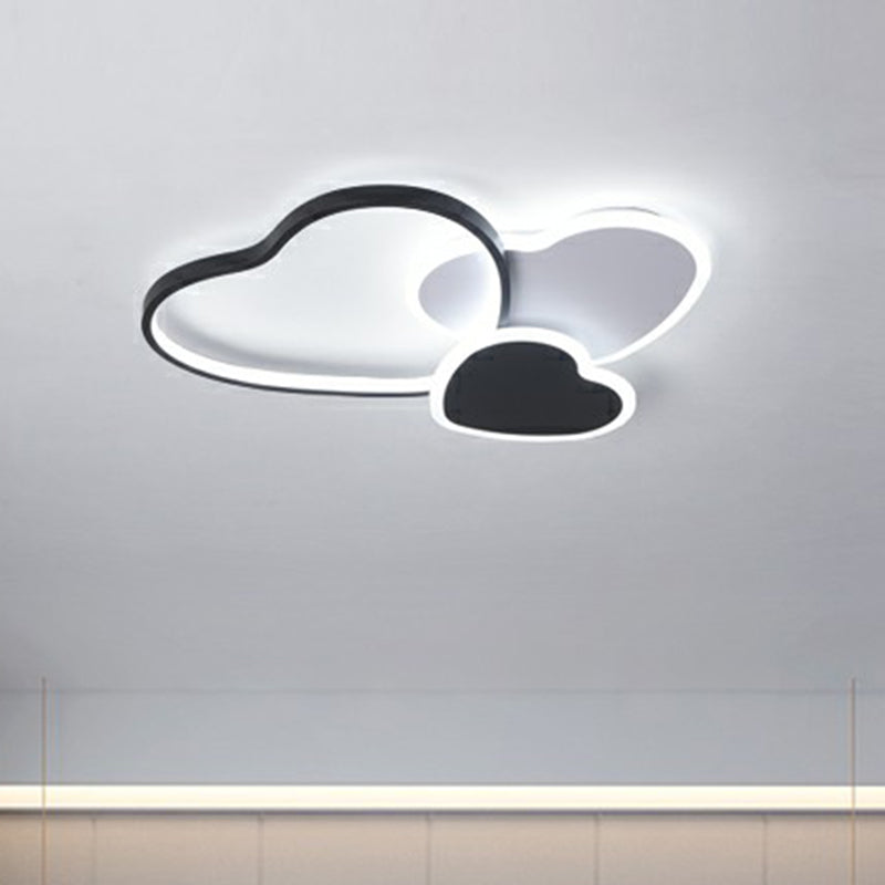 Modern Black Heart LED Flush Mount Light for Bedroom Ceiling