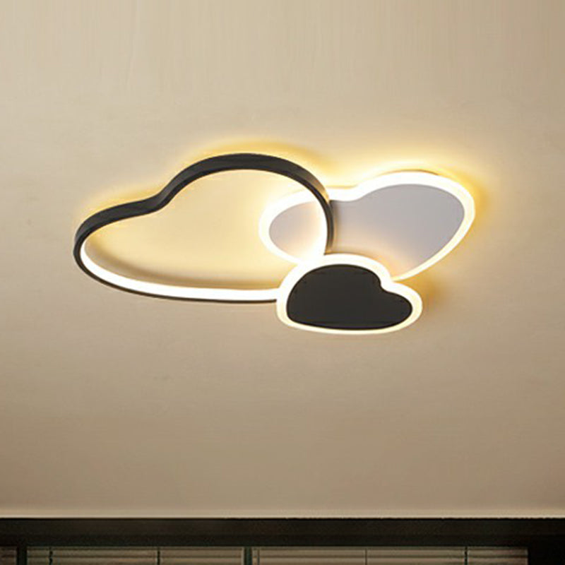 Modern Black Heart LED Flush Mount Light for Bedroom Ceiling