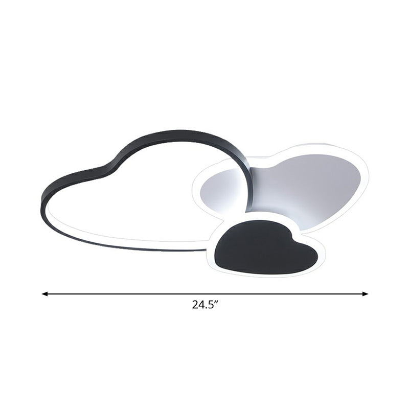 Modern Black Heart LED Flush Mount Light for Bedroom Ceiling