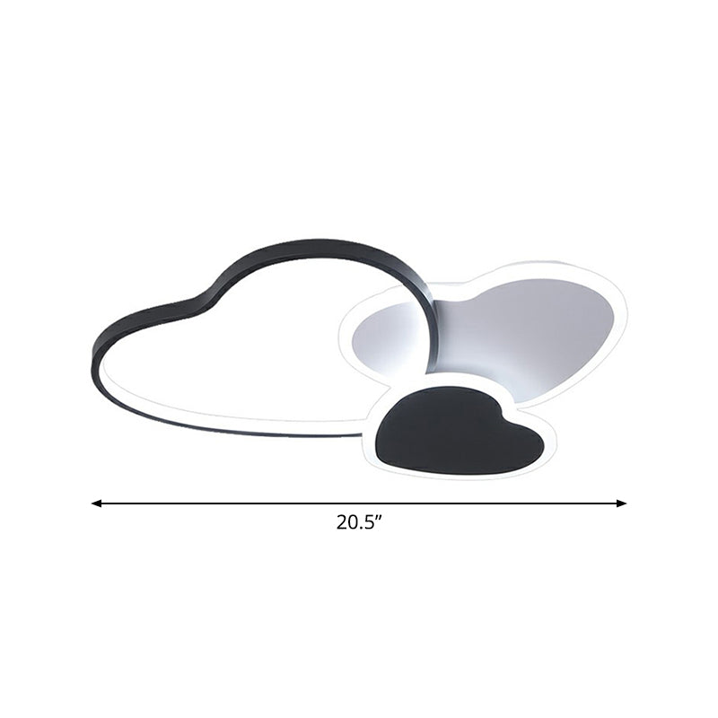 Modern Black Heart LED Flush Mount Light for Bedroom Ceiling
