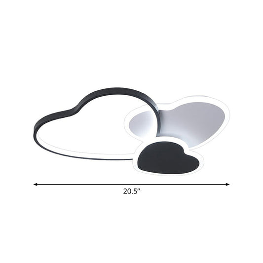 Modern Black Heart LED Flush Mount Light for Bedroom Ceiling