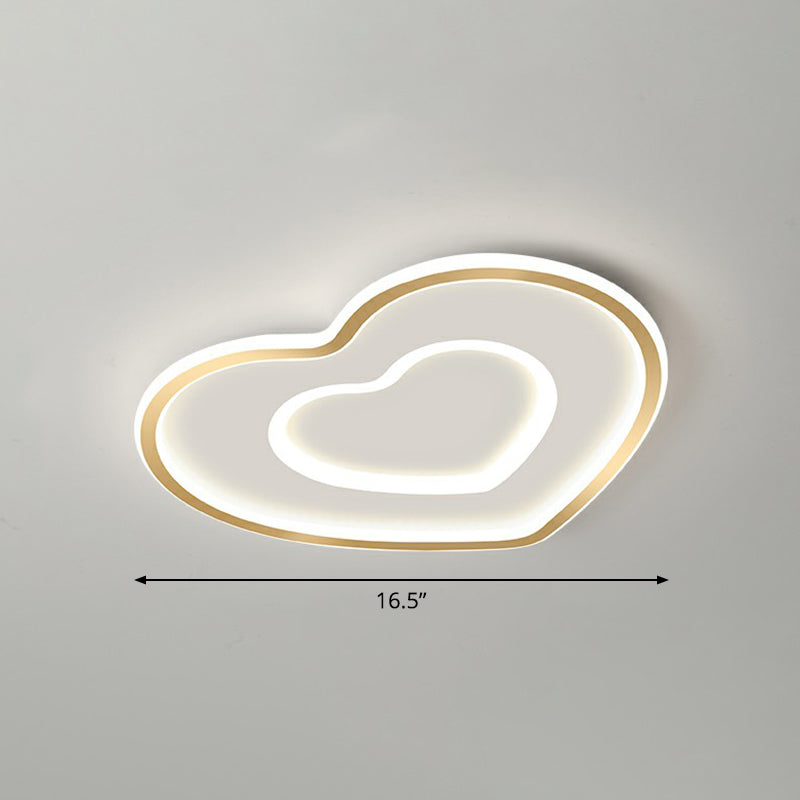 Ultra-Thin Gold Love Heart LED Ceiling Light for Bedroom