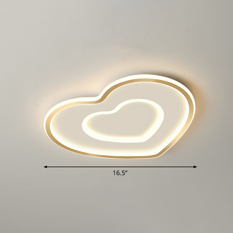 Ultra-Thin Gold Love Heart LED Ceiling Light for Bedroom