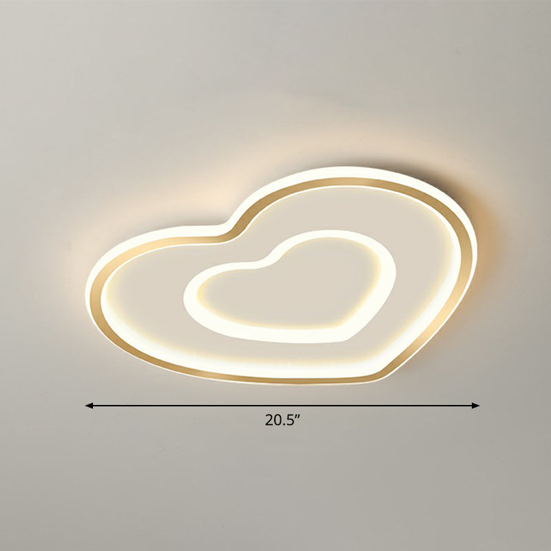 Ultra-Thin Gold Love Heart LED Ceiling Light for Bedroom