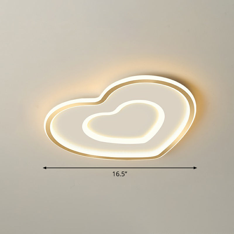 Ultra-Thin Gold Love Heart LED Ceiling Light for Bedroom
