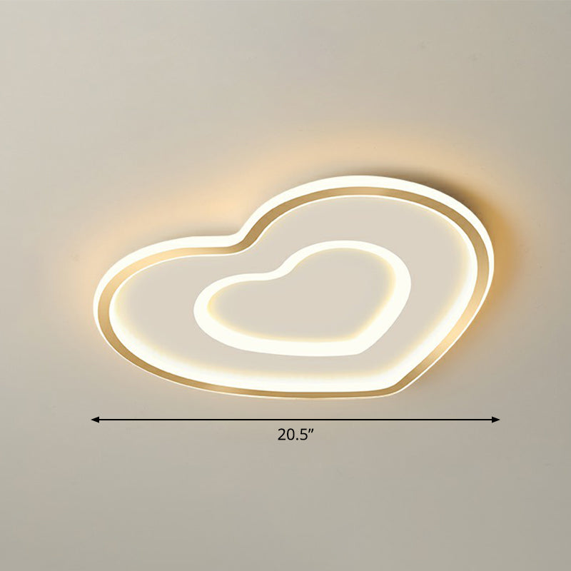 Ultra-Thin Gold Love Heart LED Ceiling Light for Bedroom