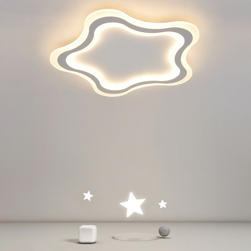 Kids' Cartoon Acrylic LED Flushmount Ceiling Light with White Pentacle Design