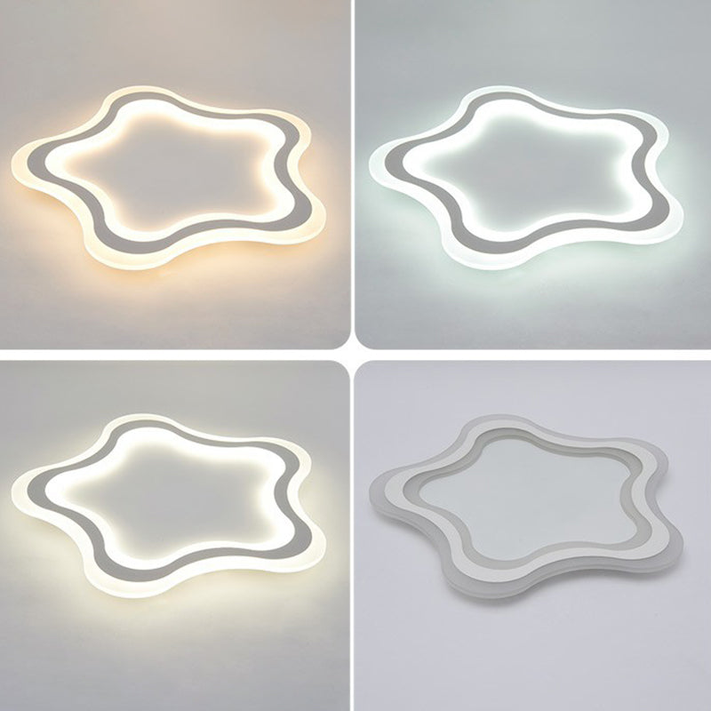 Kids' Cartoon Acrylic LED Flushmount Ceiling Light with White Pentacle Design