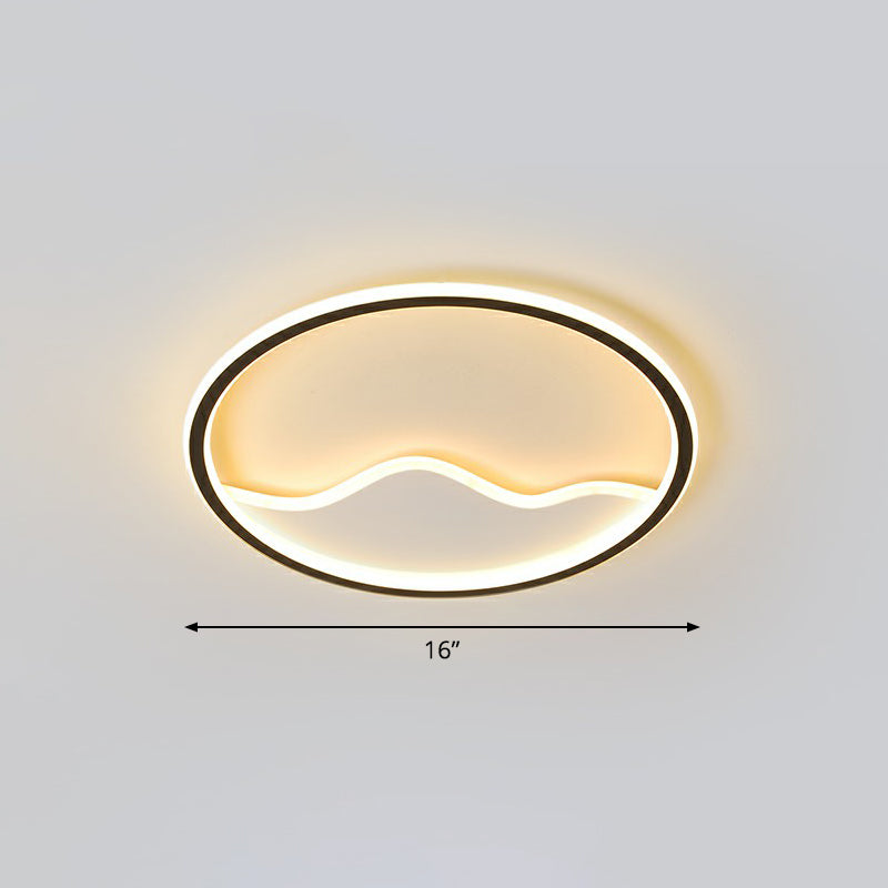 Minimalist Acrylic LED Ceiling Lighting Fixture for Bedroom - Mountain Mural Flush Mount