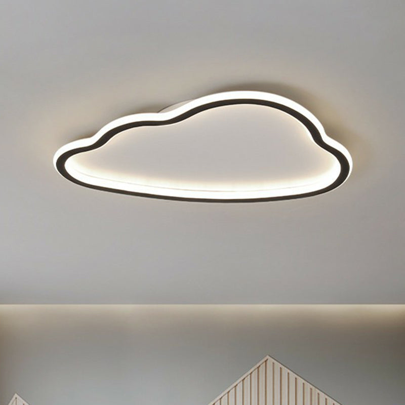 Black and White LED Cloud Ceiling Light with Acrylic Shade - Flush Mount and Simple Design