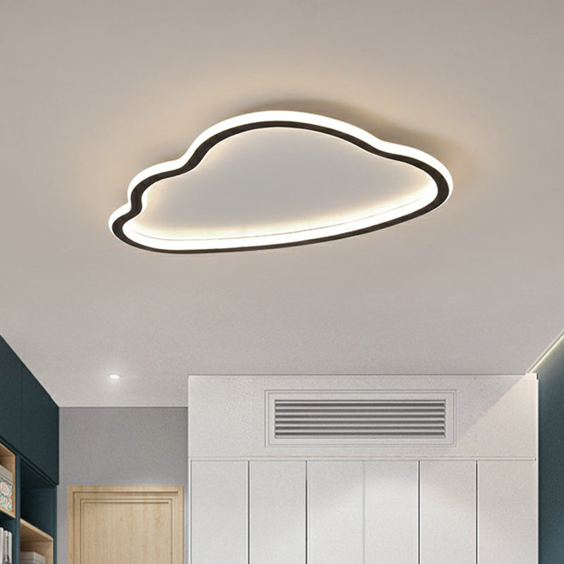 Black and White LED Cloud Ceiling Light with Acrylic Shade - Flush Mount and Simple Design