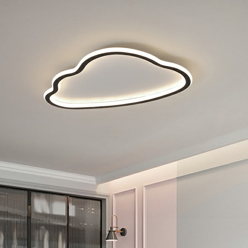 Black and White LED Cloud Ceiling Light with Acrylic Shade - Flush Mount and Simple Design