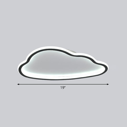 Black and White LED Cloud Ceiling Light with Acrylic Shade - Flush Mount and Simple Design