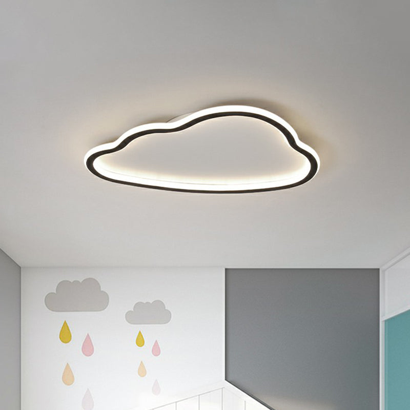 Black and White LED Cloud Ceiling Light with Acrylic Shade - Flush Mount and Simple Design