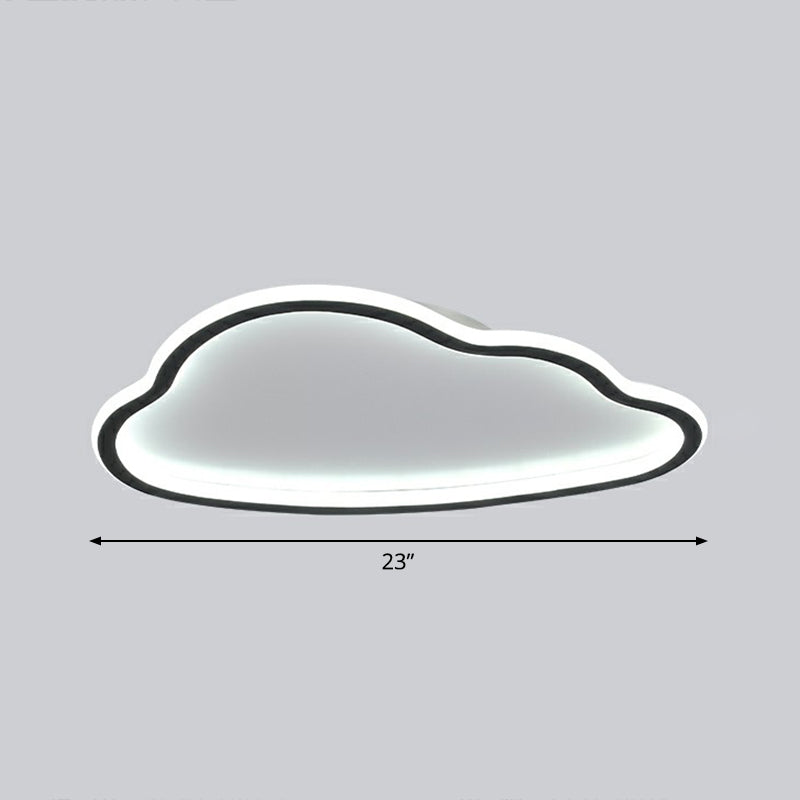 Black and White LED Cloud Ceiling Light with Acrylic Shade - Flush Mount and Simple Design