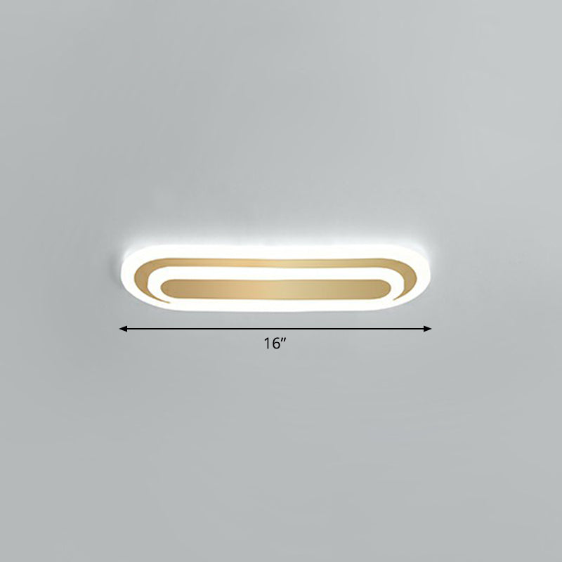 Minimalist Gold LED Ceiling Light for Bedroom - Acrylic Flush Mount Fixture