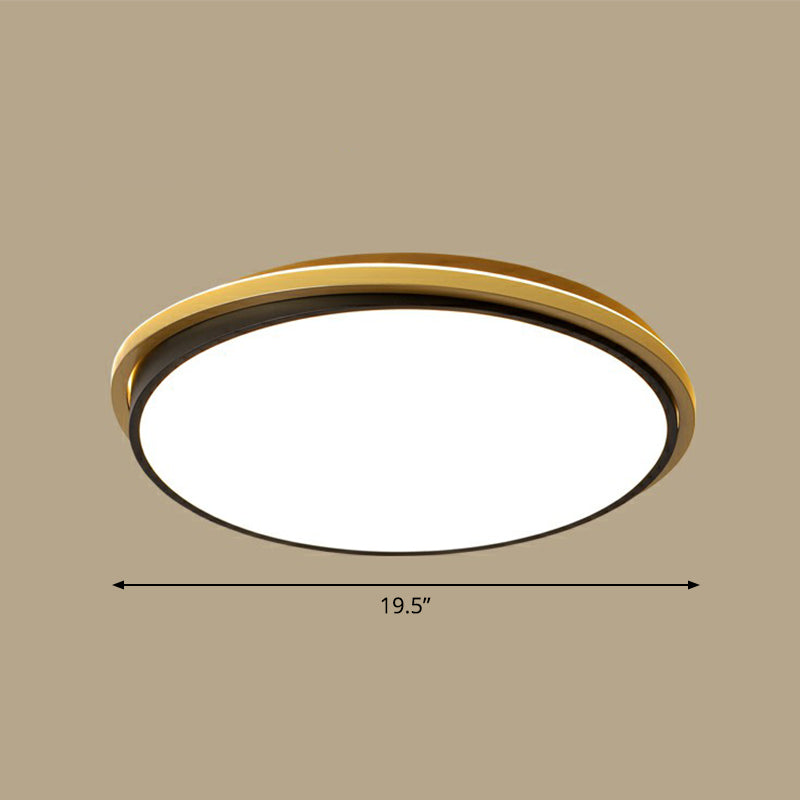 Plafonnier LED rond minimaliste en acrylique doré et noir pour plafond de chambre