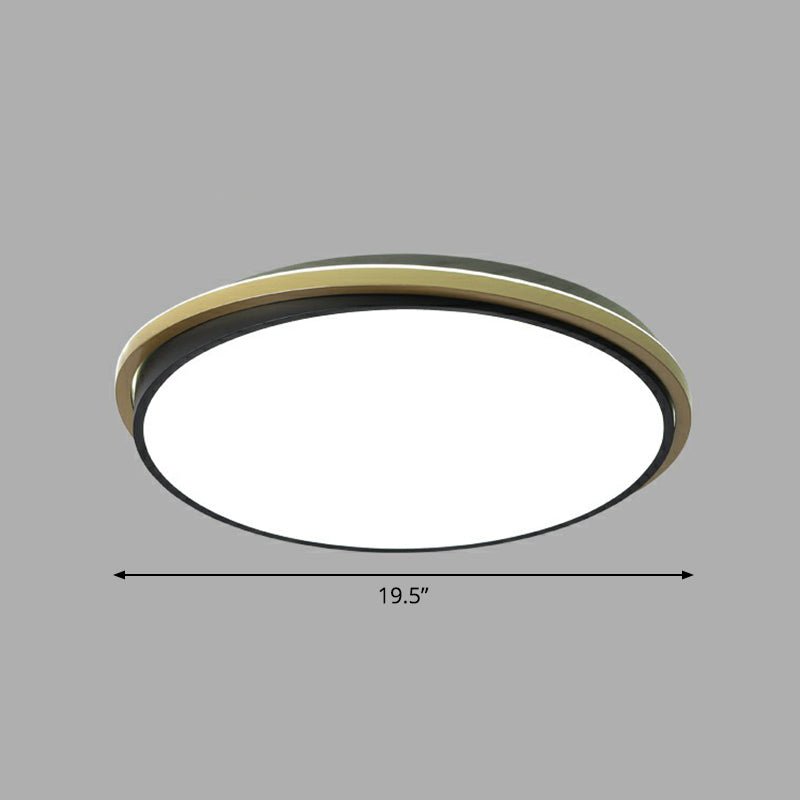 Plafonnier LED rond minimaliste en acrylique doré et noir pour plafond de chambre