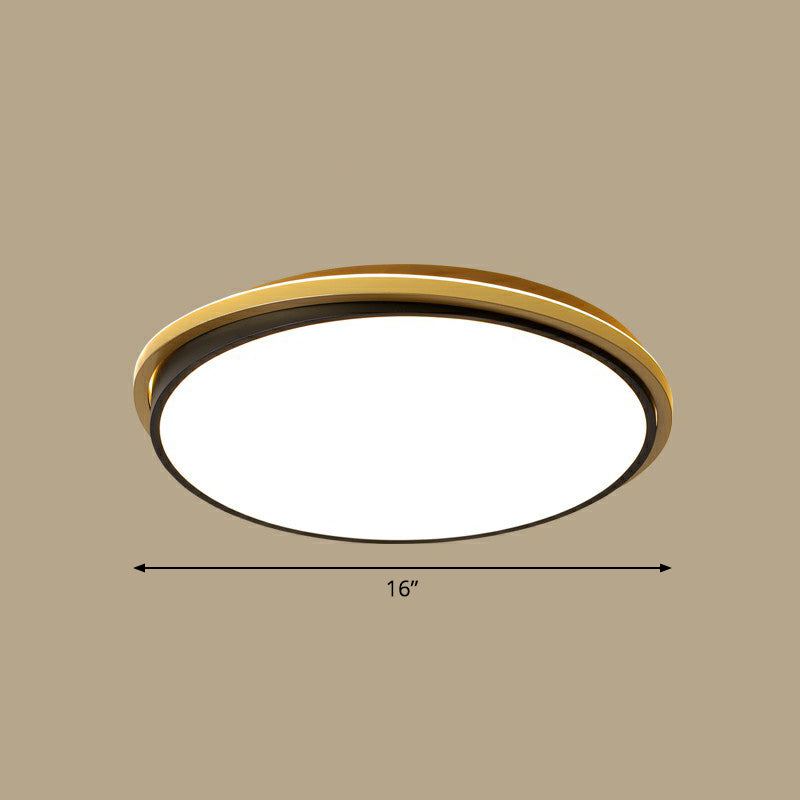 Plafonnier LED rond minimaliste en acrylique doré et noir pour plafond de chambre