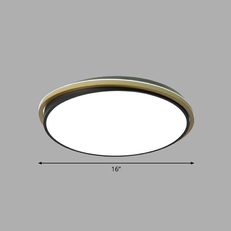 Plafonnier LED rond minimaliste en acrylique doré et noir pour plafond de chambre