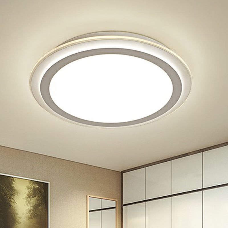 Nordic Acrylic LED Ceiling Light - White Disc Flush Mount - Ideal for Office Spaces