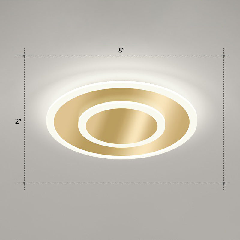 Gold Geometric Corridor Ceiling Light - Acrylic LED Flush Mount Fixture with Minimalistic Design