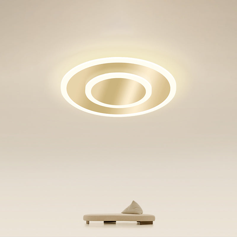 Gold Geometric Corridor Ceiling Light - Acrylic LED Flush Mount Fixture with Minimalistic Design