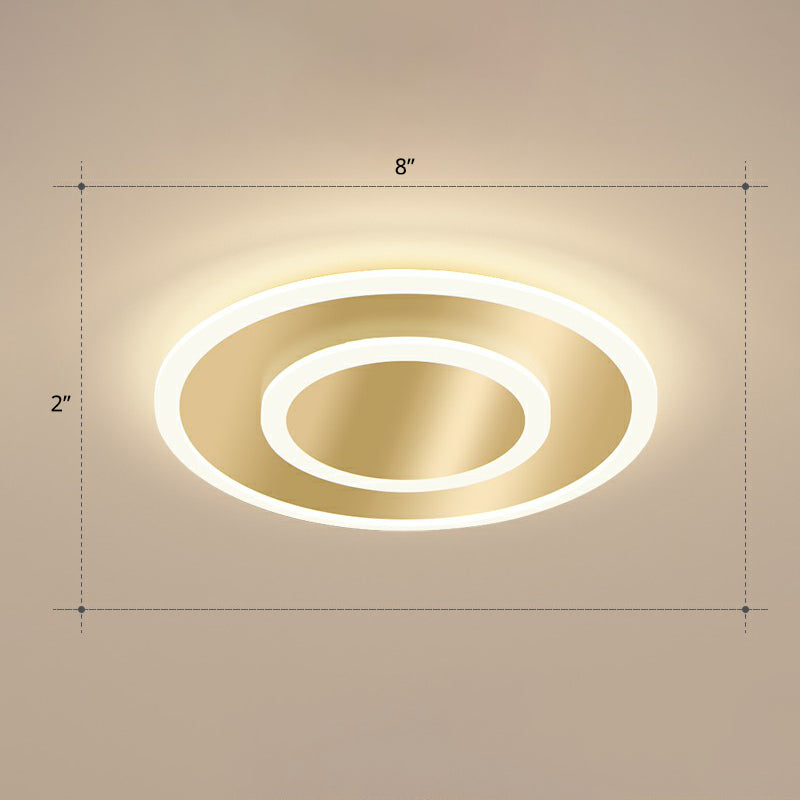 Gold Geometric Corridor Ceiling Light - Acrylic LED Flush Mount Fixture with Minimalistic Design