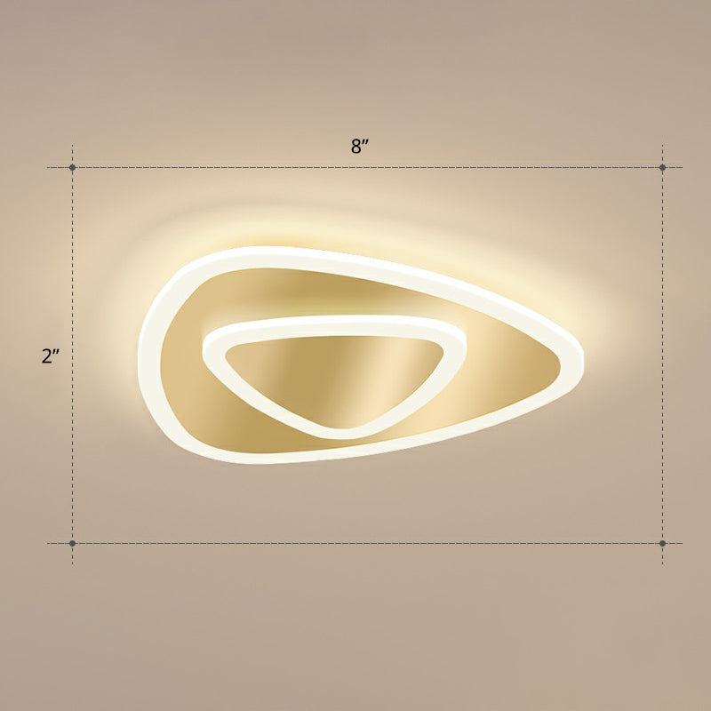 Gold Geometric Corridor Ceiling Light - Acrylic LED Flush Mount Fixture with Minimalistic Design