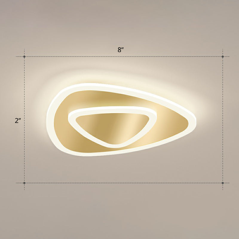 Gold Geometric Corridor Ceiling Light - Acrylic LED Flush Mount Fixture with Minimalistic Design